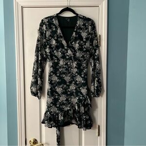 1 state green and white floral dress